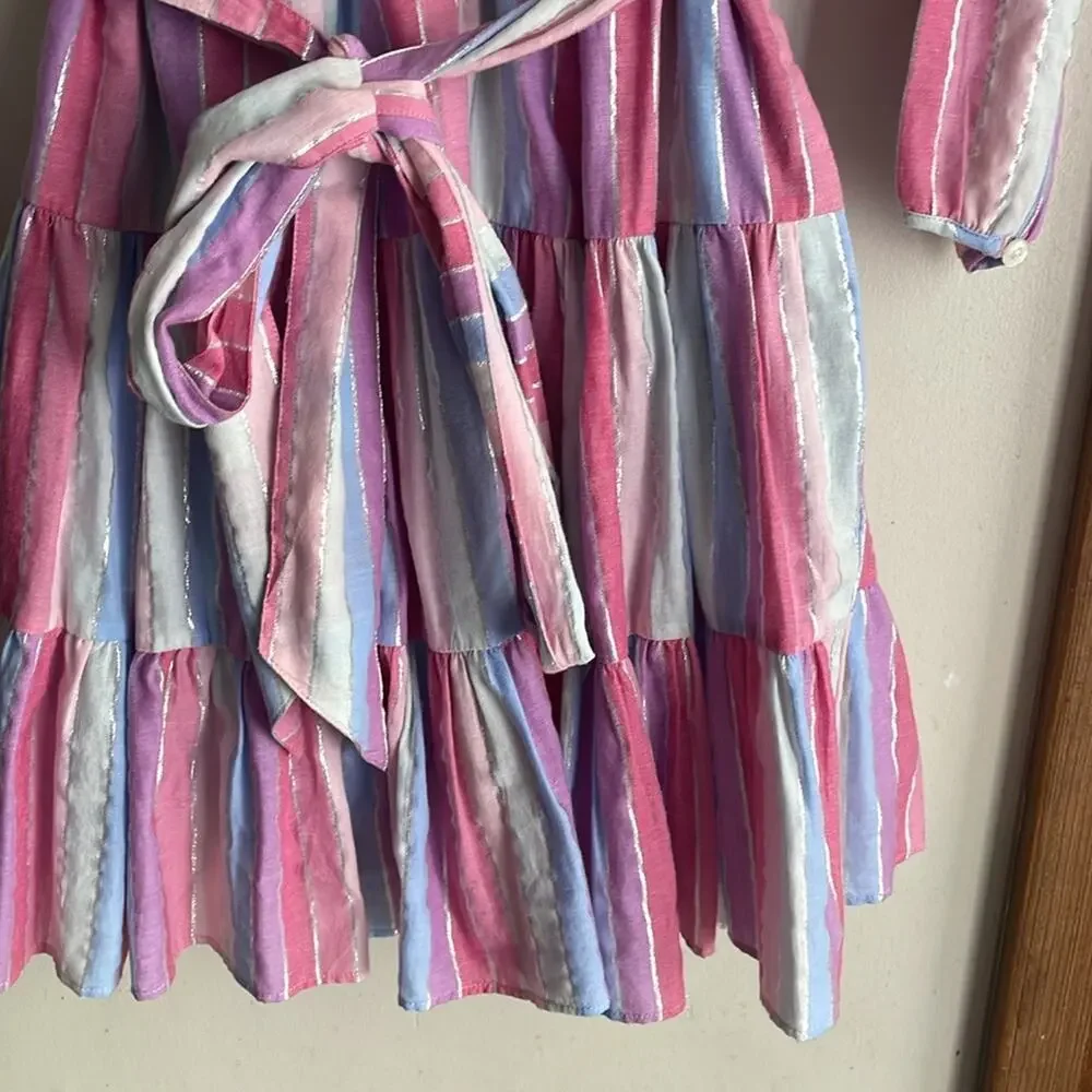 J.Crew Belted button-up dress in pastel stripe